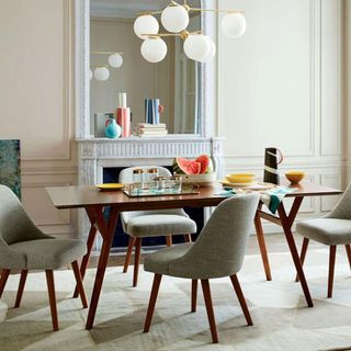 mid century expandable dining table and chairs