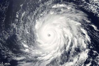 A view of Hurricane Igor from NASA's Aqua satellite taken on Sept. 13. Igor shows all the characteristics of a strong hurricane, including a distinct eye and spiral arms spanning hundreds of kilometers.