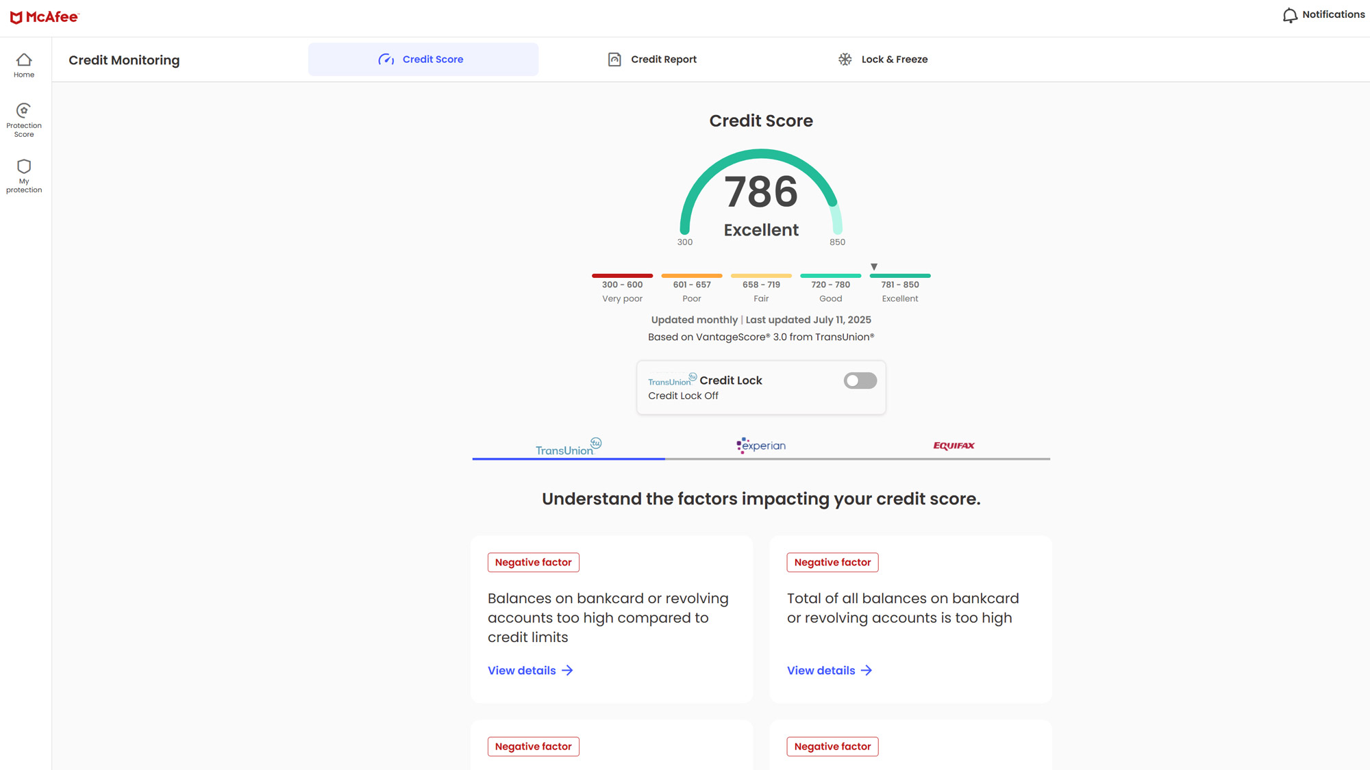 Screenshot of the McAfee+ Ultimate web interface