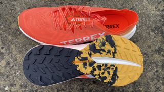 adidas Terrex Agravic Speed Ultra running shoes showing the sole and grip