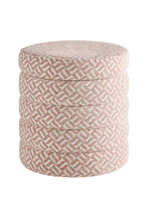 Stella Geo Linen Look Blush Pink Storage Round Stool