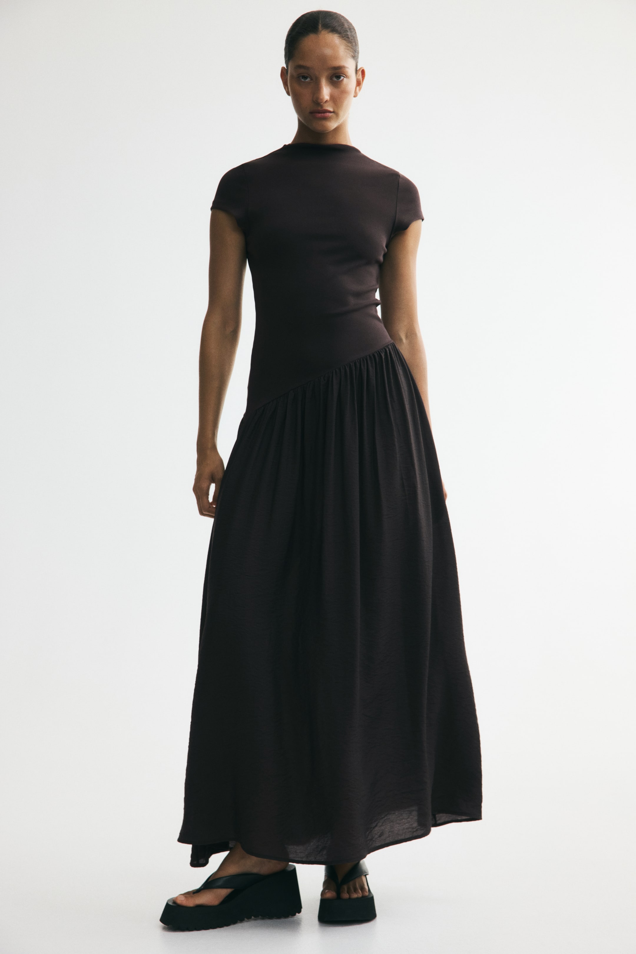 H&amp;amp;M, Asymmetric Dual-Fabric Dress