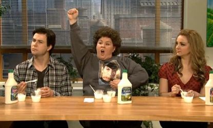 First-time host Melissa McCarthy played an overzealous taste tester in a "Saturday Night Live" skit this weekend.