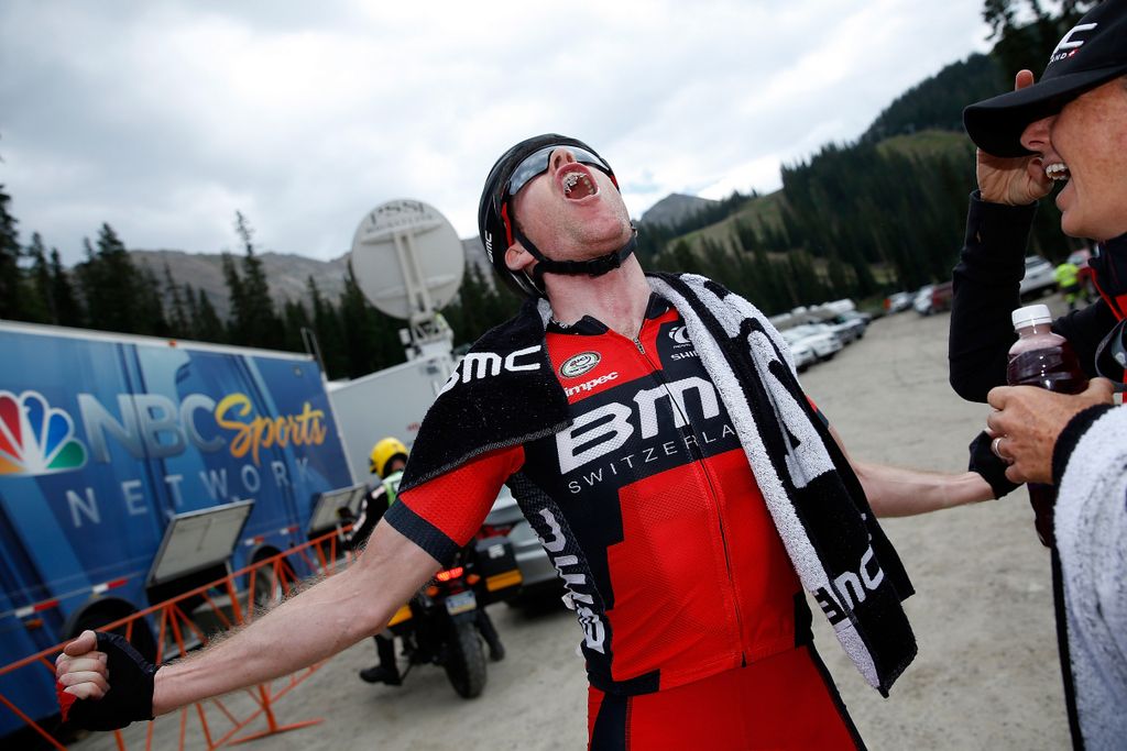 Brent Bookwalter (BMC Racing) lets the emotion out after winning stage 2