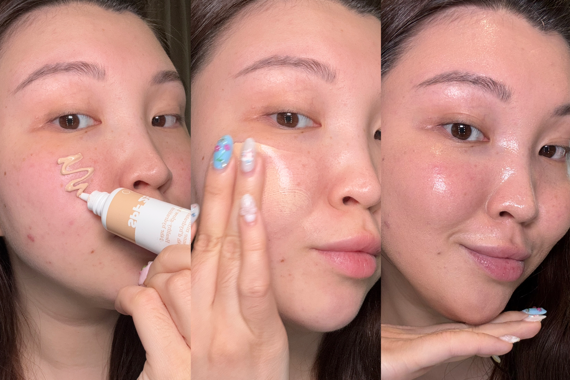 An image showing a beauty journalist applying the Clarins tinted moisturiser