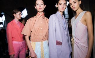 An image of models at Victoria Beckham S/S 2018 fashion show