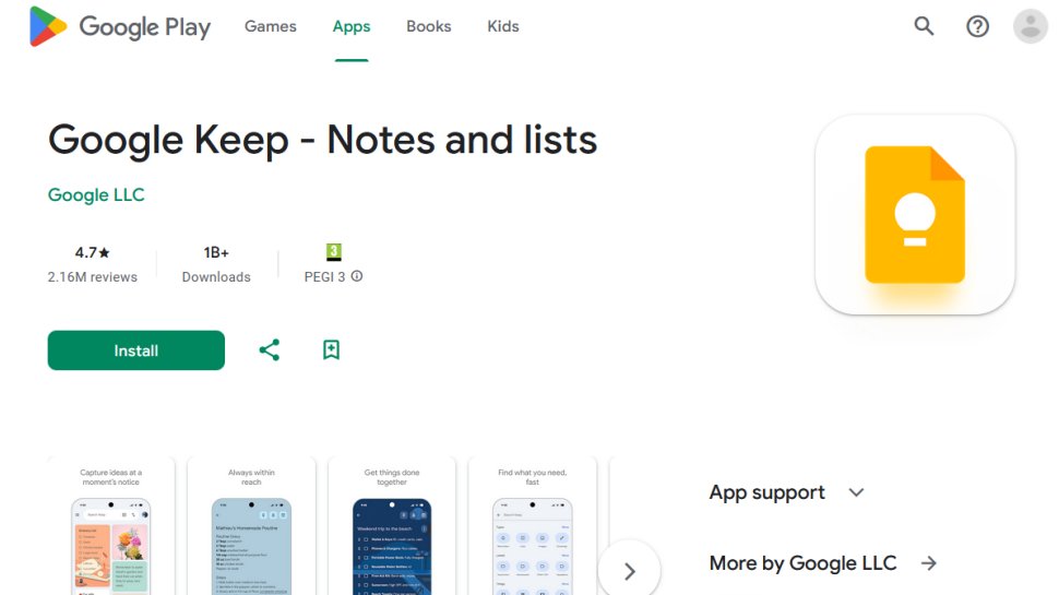 Google Keep website screenshot (December 2025).