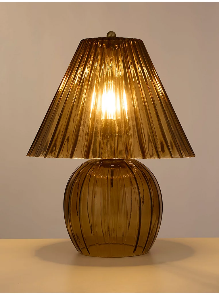 George Home, Searchlight Ribbed Amber Glass Table Lamp