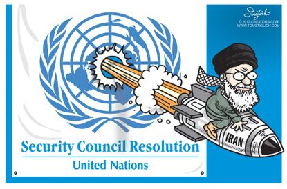 Political Cartoon International Iran missle test United Nations