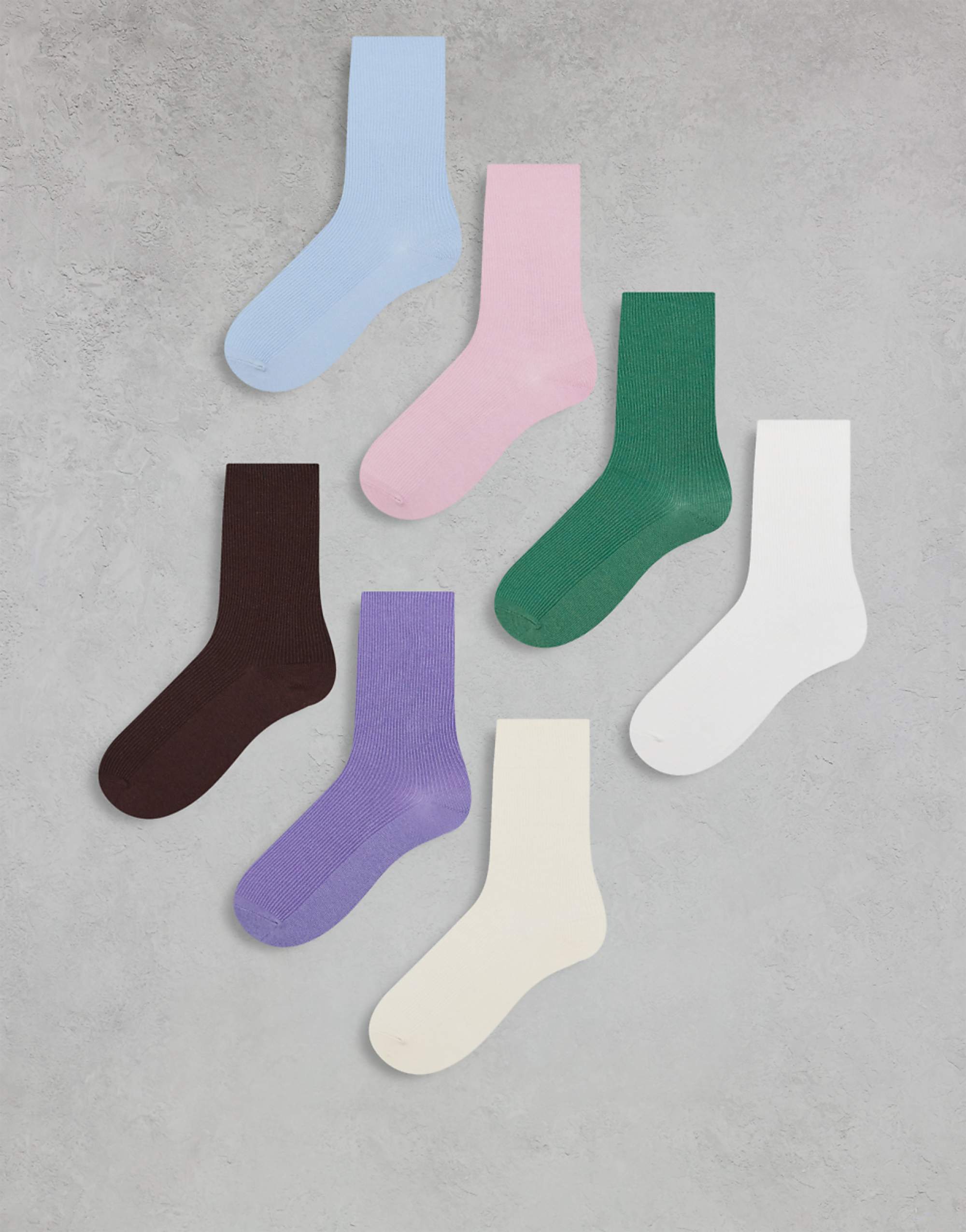 Lindex 7 Pack Rib Ankle Sock in Multi Pastels