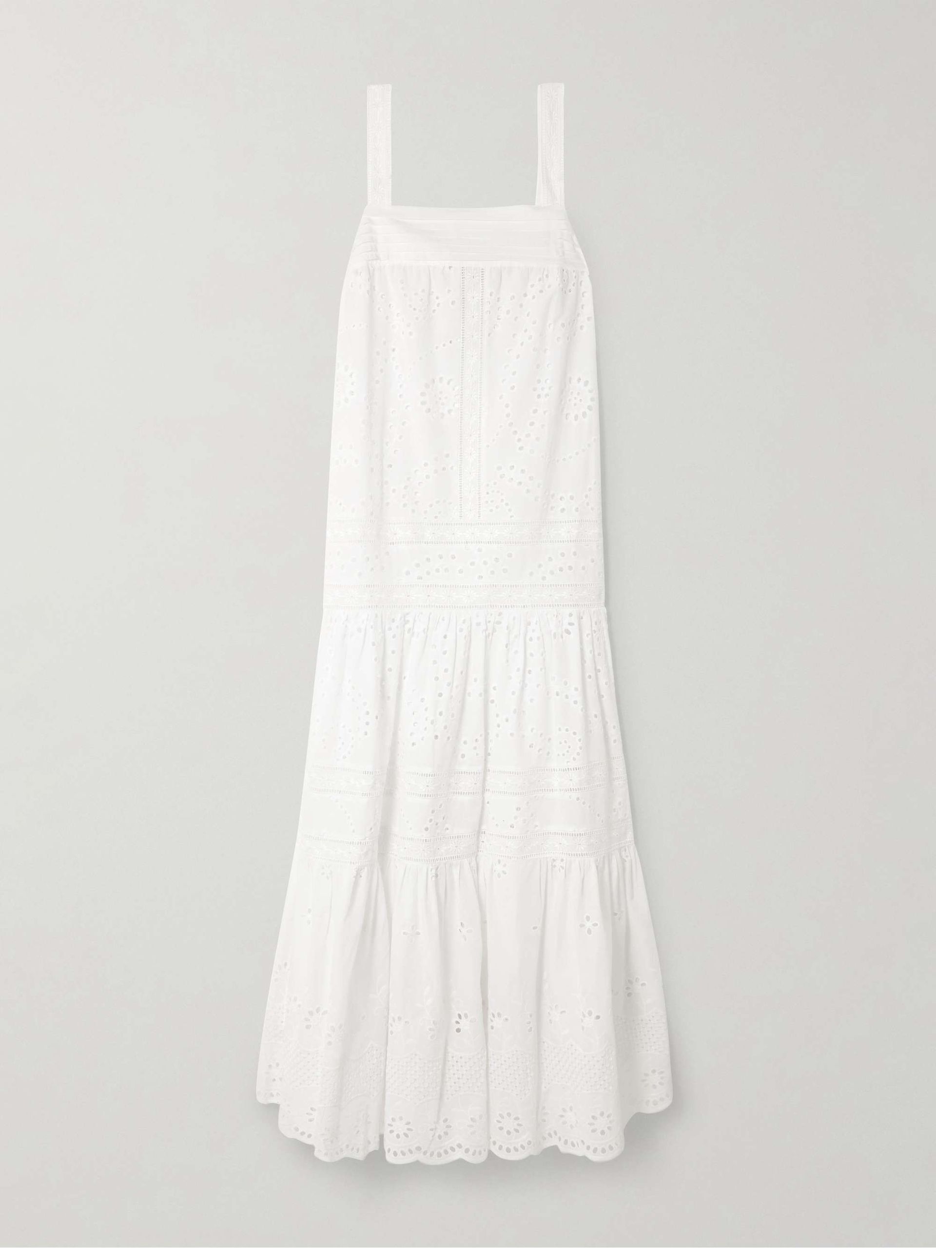 Populonia Tiered Scalloped Broderie Anglaise Cotton Maxi Dress