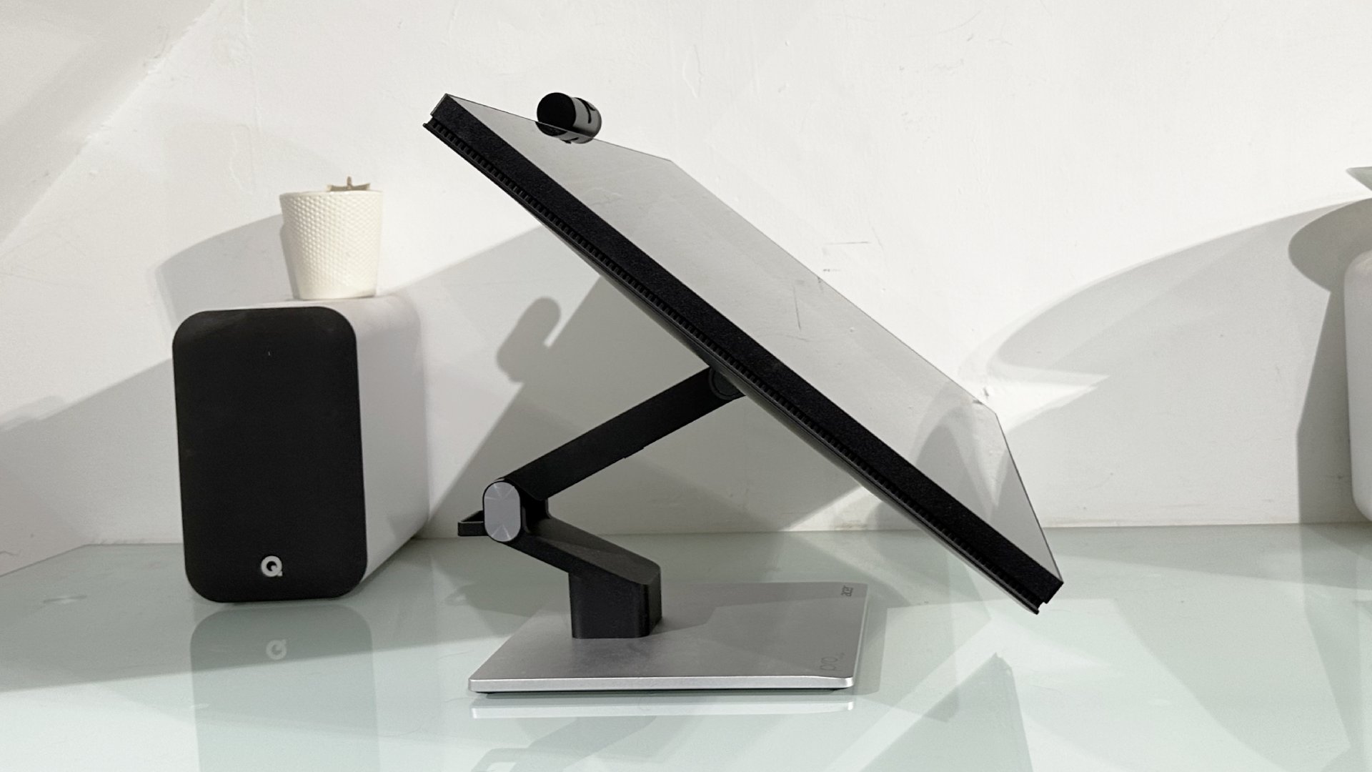 The Acer ProCreator PE320QXT on a desk in a home office during our testing process