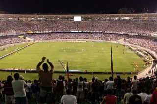 Flamengo fans support their team in a match at the Maracana.
