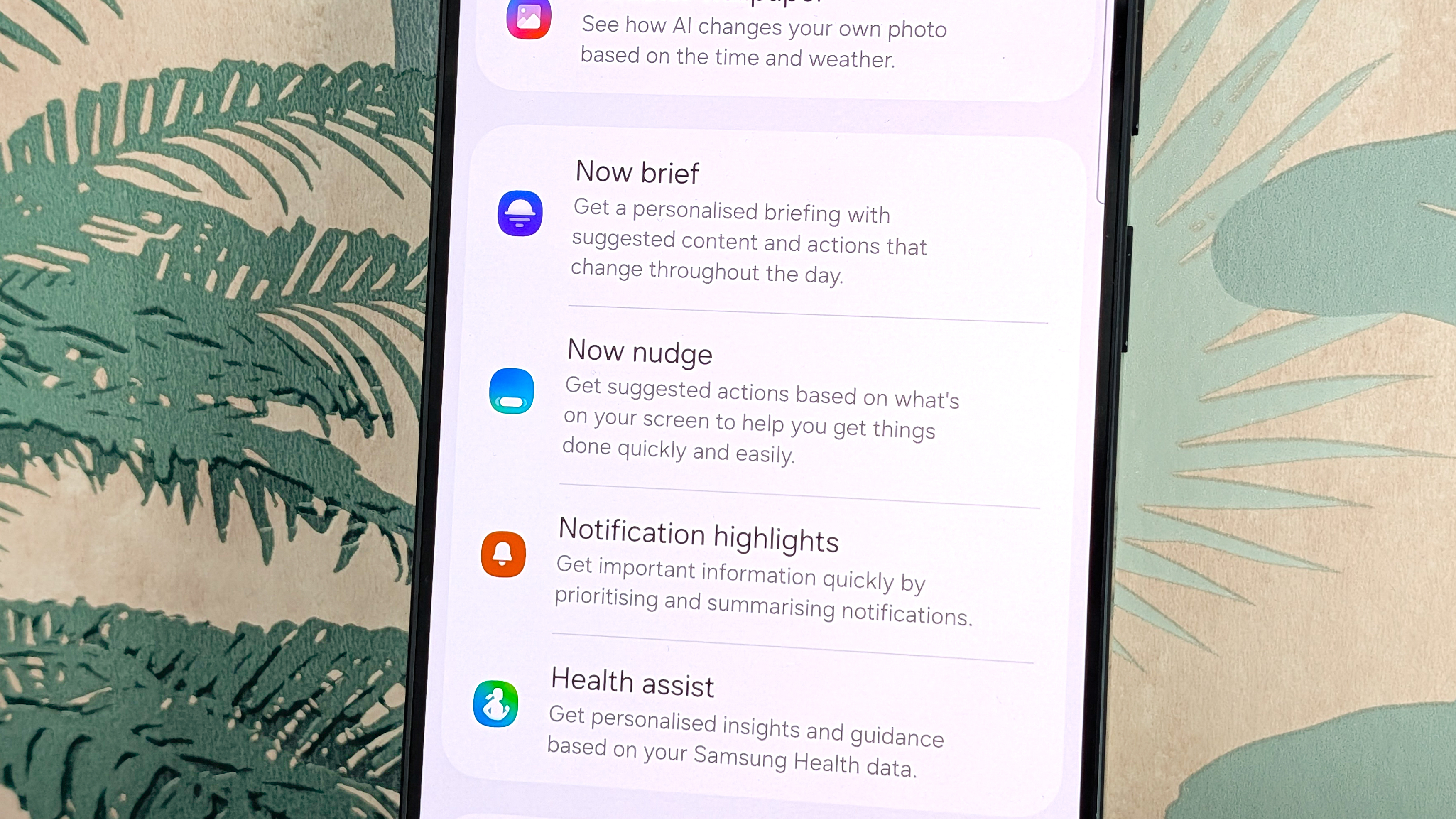 now nudge on galaxy AI screen