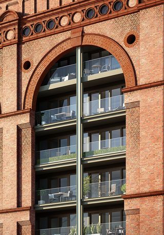 detail render of windows at renovated Powerhouse, Chelsea Waterfront