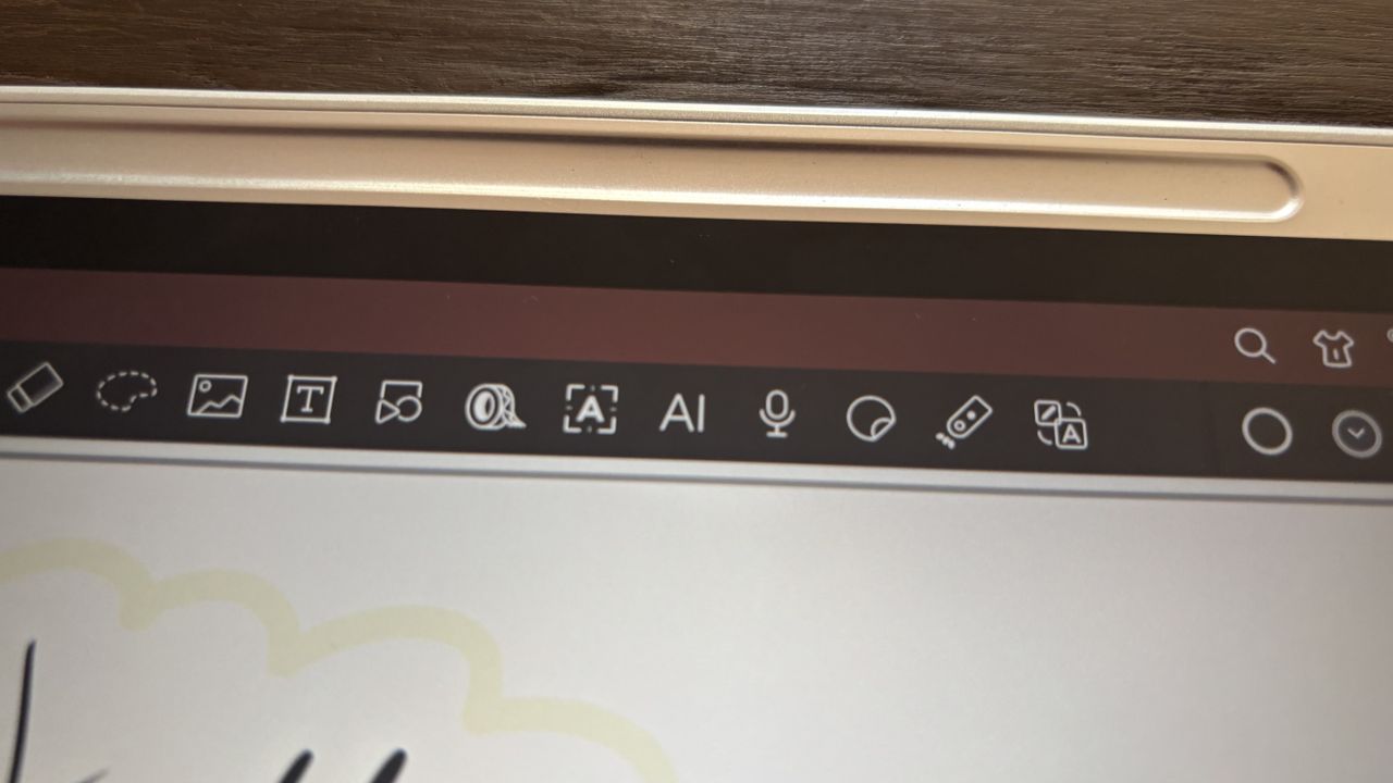 Shortcut panel and tools within the XPPen Notes app