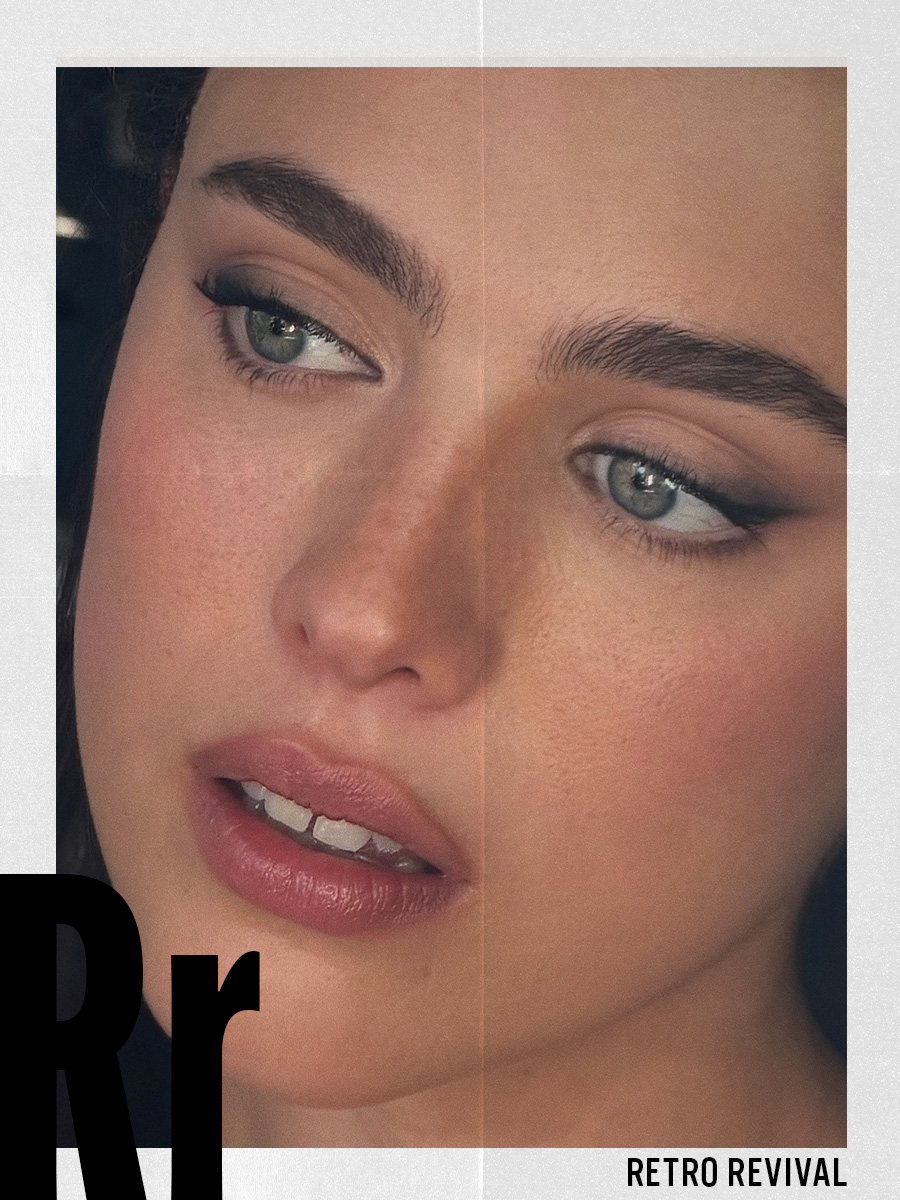 Margaret Qualley with a retro, winged eyeliner makeup look
