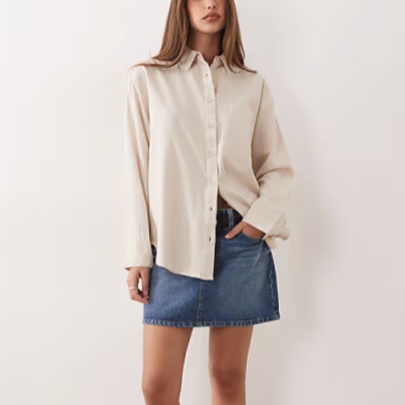ASOS , Oversized Shirt with Linen in Natural
