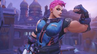 Overwatch's Zarya flexing