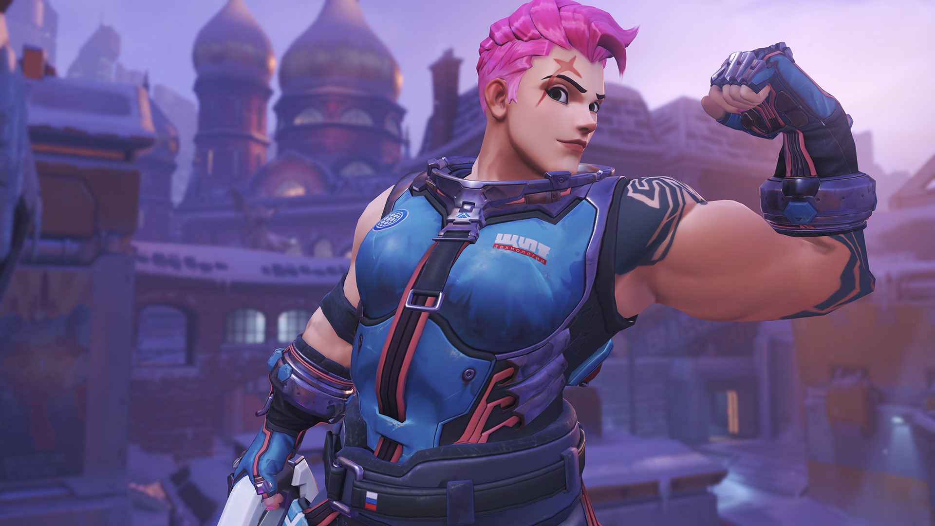Overwatch&#039;s Zarya flexing