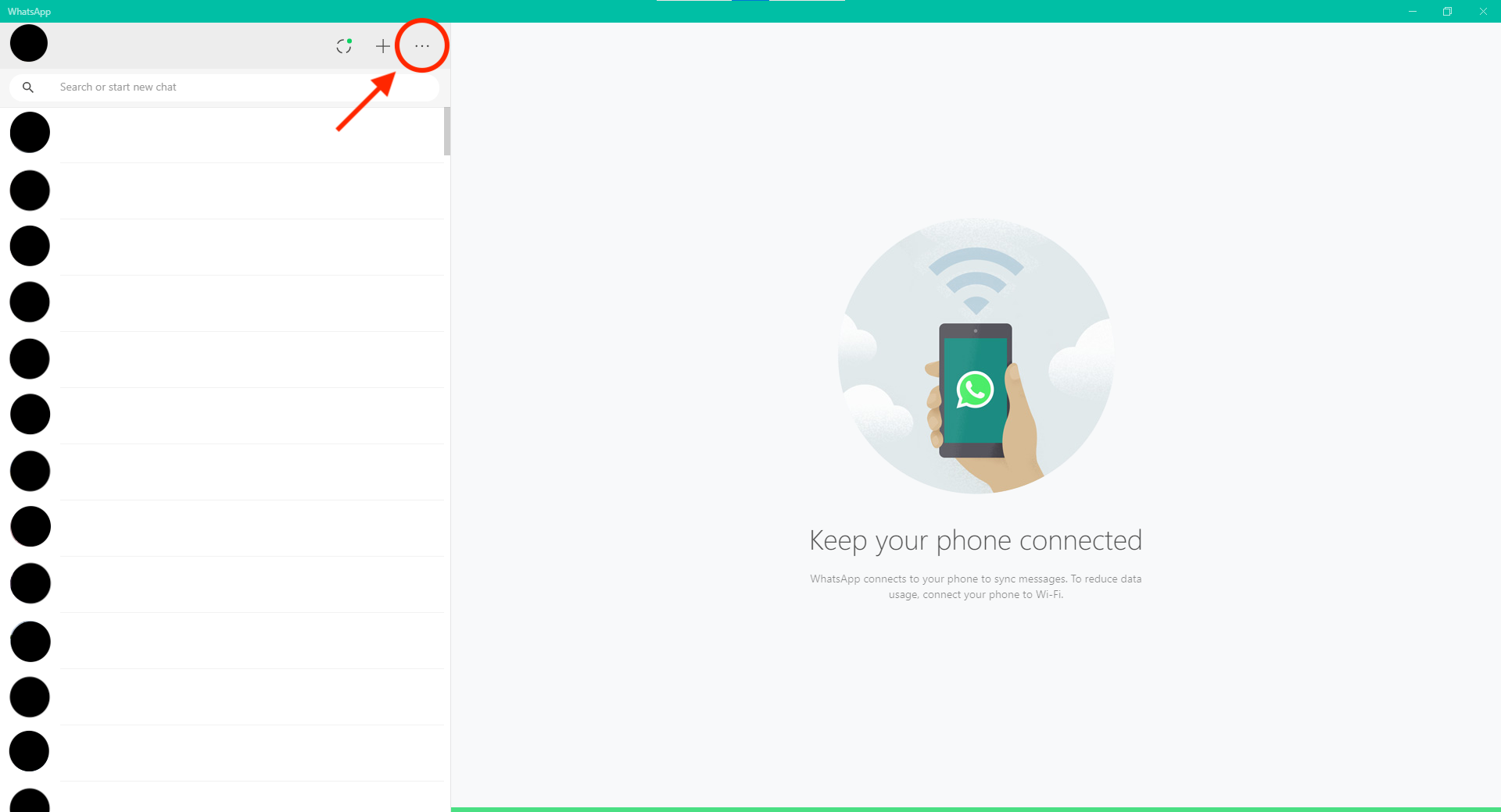 Скриншот опции настроек WhatsApp в настольном приложении