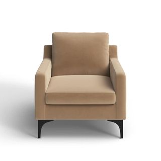 beige velvet armchair