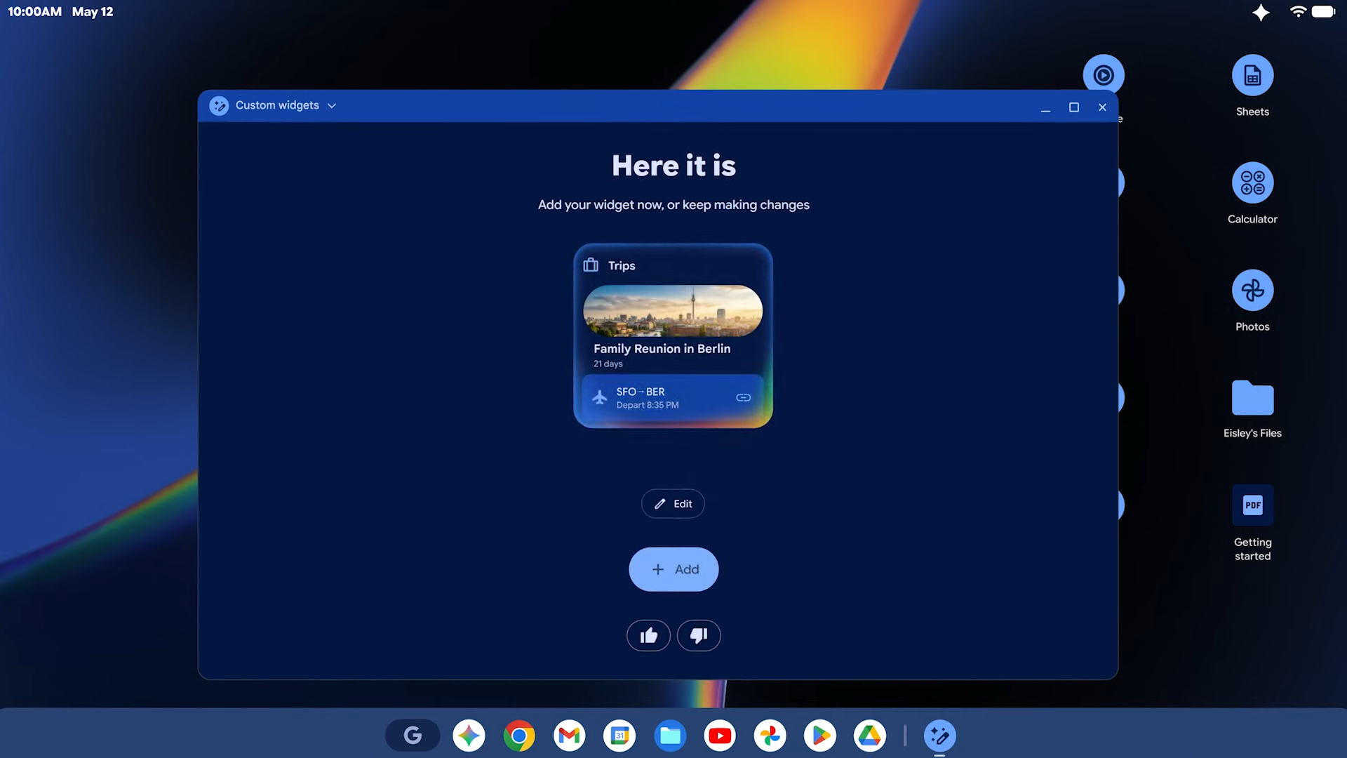 Custom Widget on Googlebook