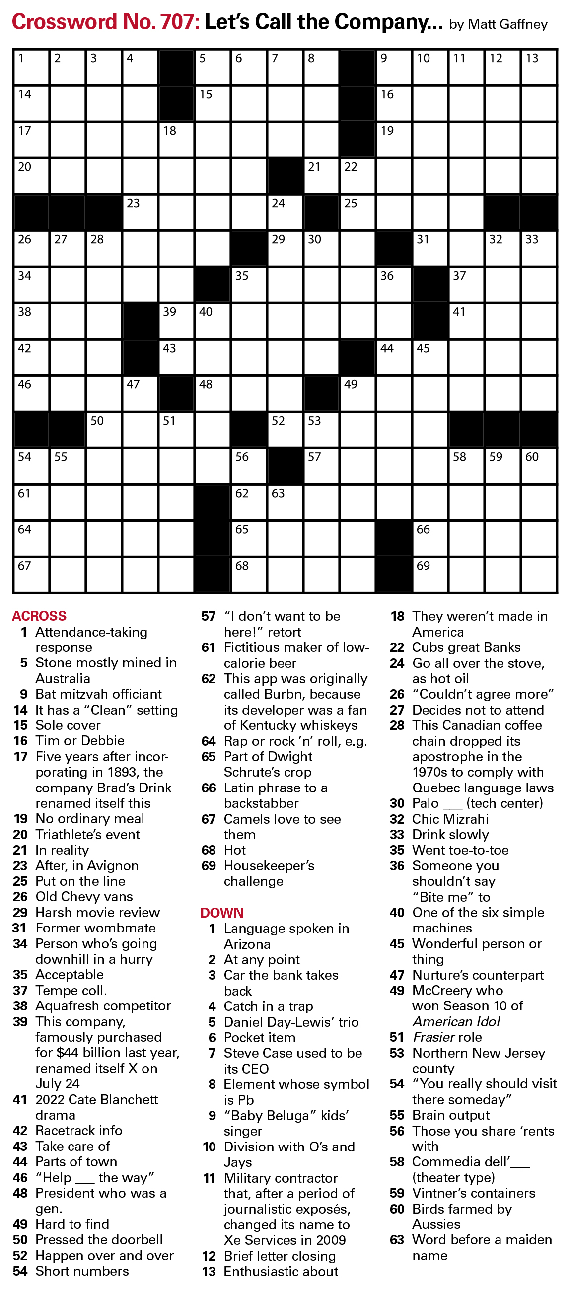 Mini Crossword with Answers: August 11, 2023