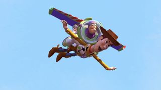 Woody and Buzz fly high in Toy Story