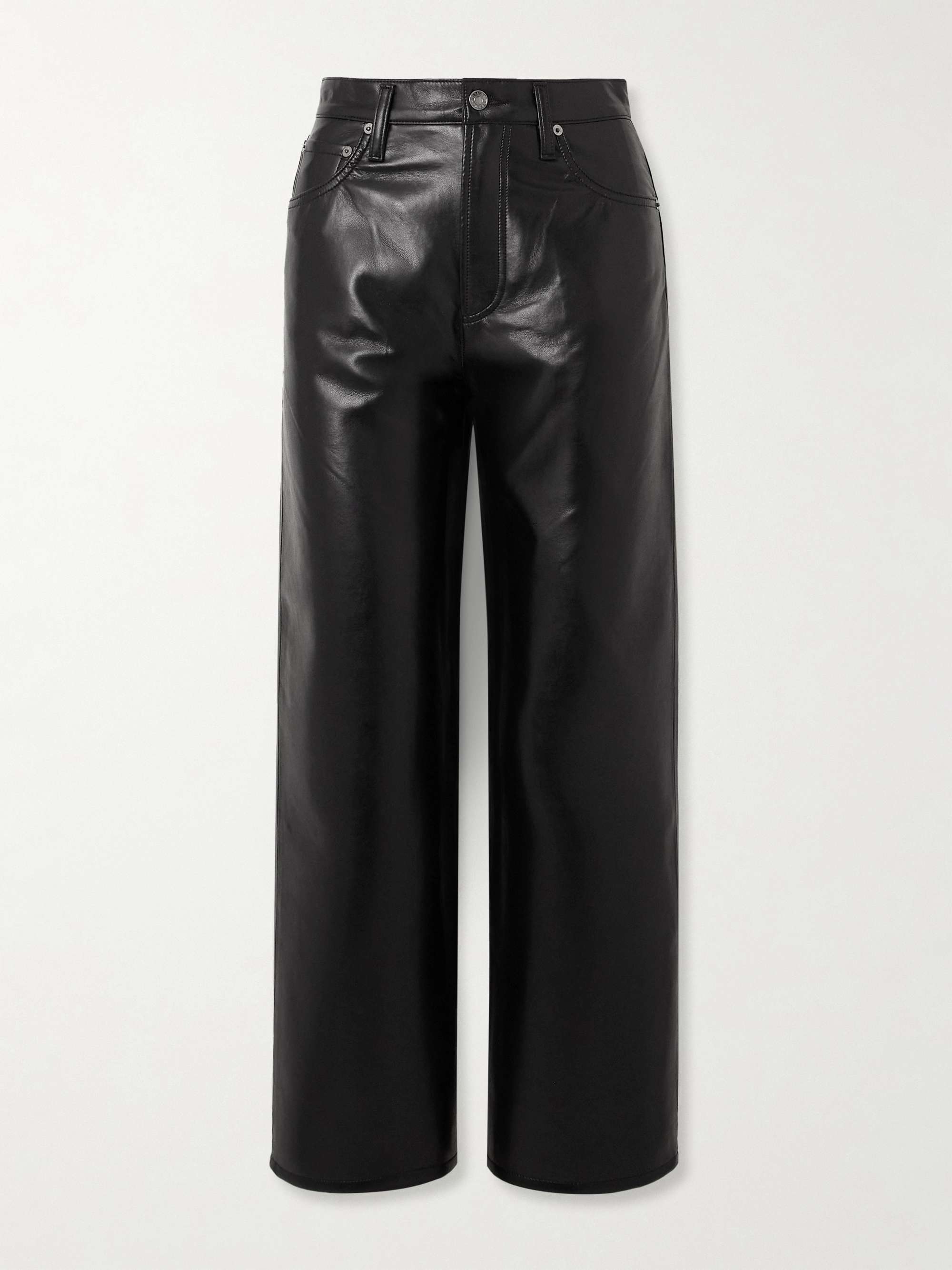Ren Cropped High-Rise Wide-Leg Leather Pants