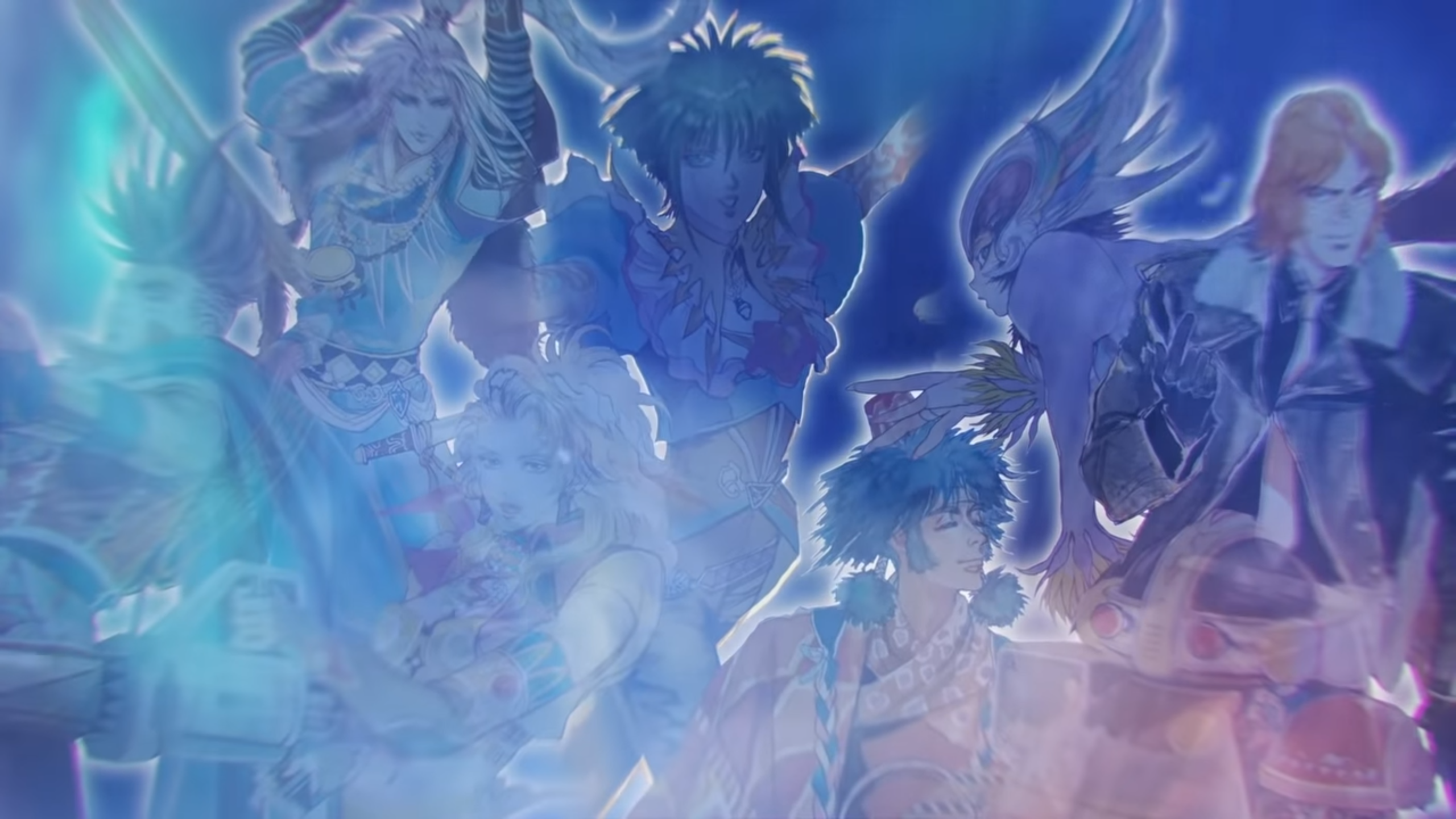 An image of the eight protagonists of science-fantasy JRPG SaGa Frontier Remastered