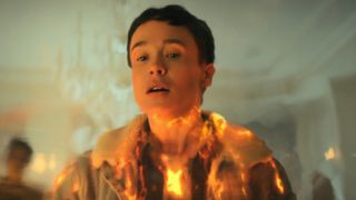 Viktor Hargreeves (Elliot Page) with flames on their body as seen in &quot;Umbrella Academy&quot; season 4