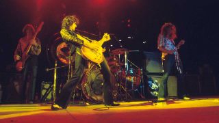 Led Zeppelin onstage in 1977