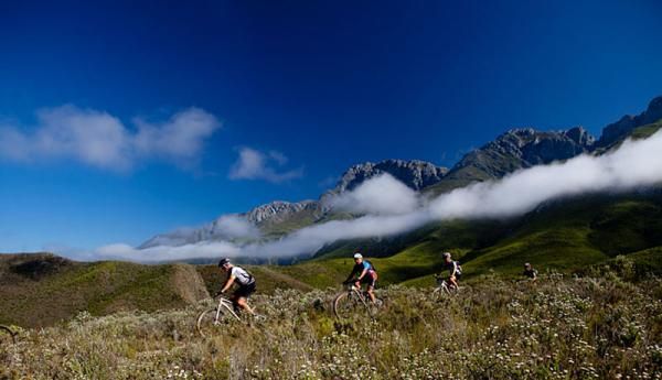 Riders make their way up the mountain during stage 1