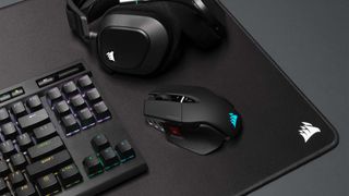 Corsair M65 RGB Ultra Wireless on desk