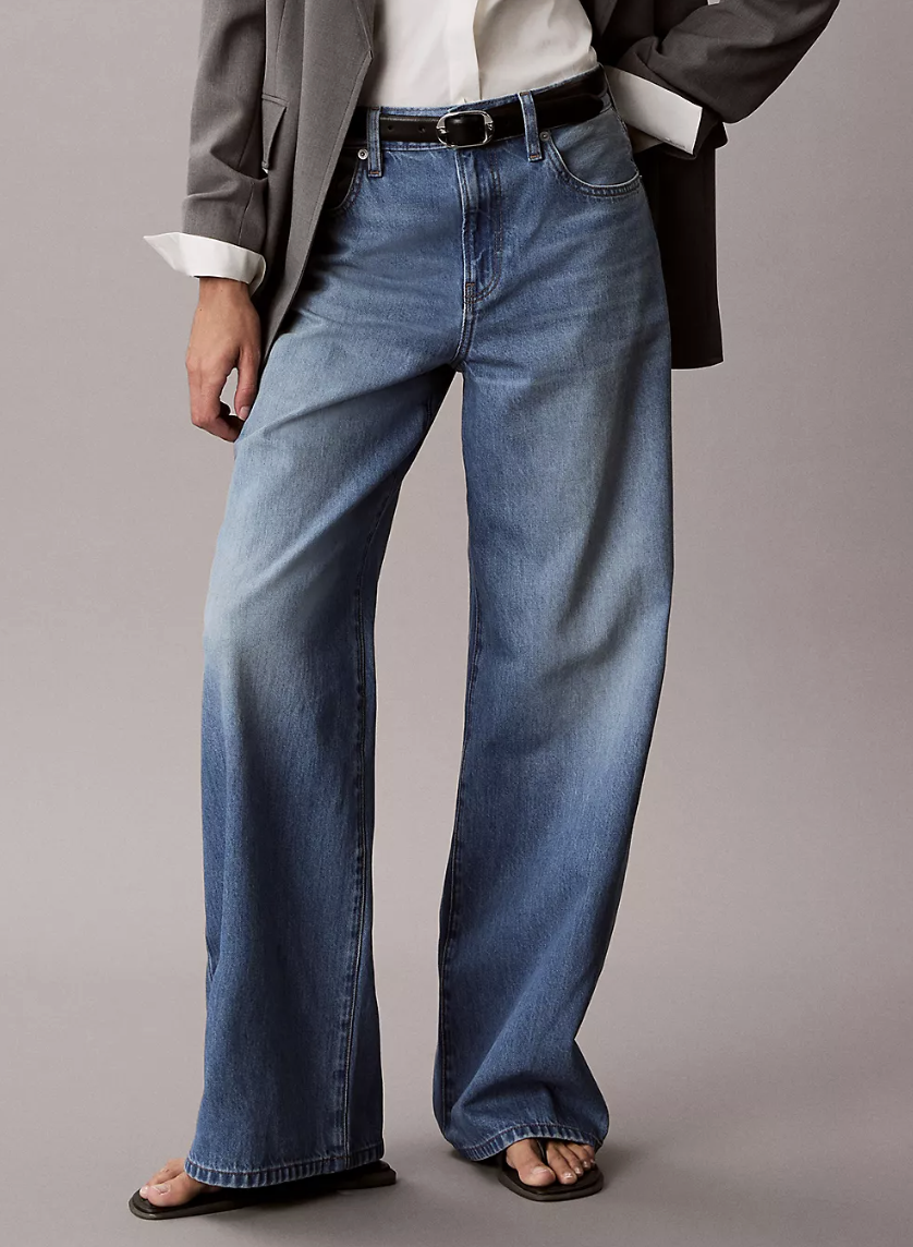 Calvin Klein, Lyocell Blend Wide Leg Jeans