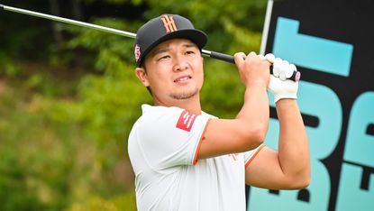 Jinichiro Kozuma takes a shot during LIV Golf Greenbrier