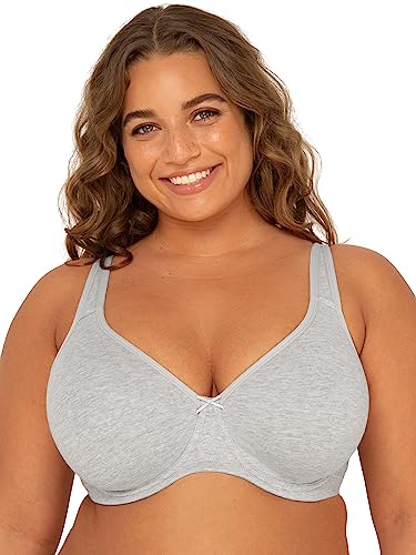 Fruit of the Loom Women's Plus-Size Cotton Unlined Underwire Bra, Heather Grey, 42g