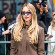 Sydney Sweeney arrives at 'Good Morning America' in a vintage Jean Paul Gaultier suit dress.