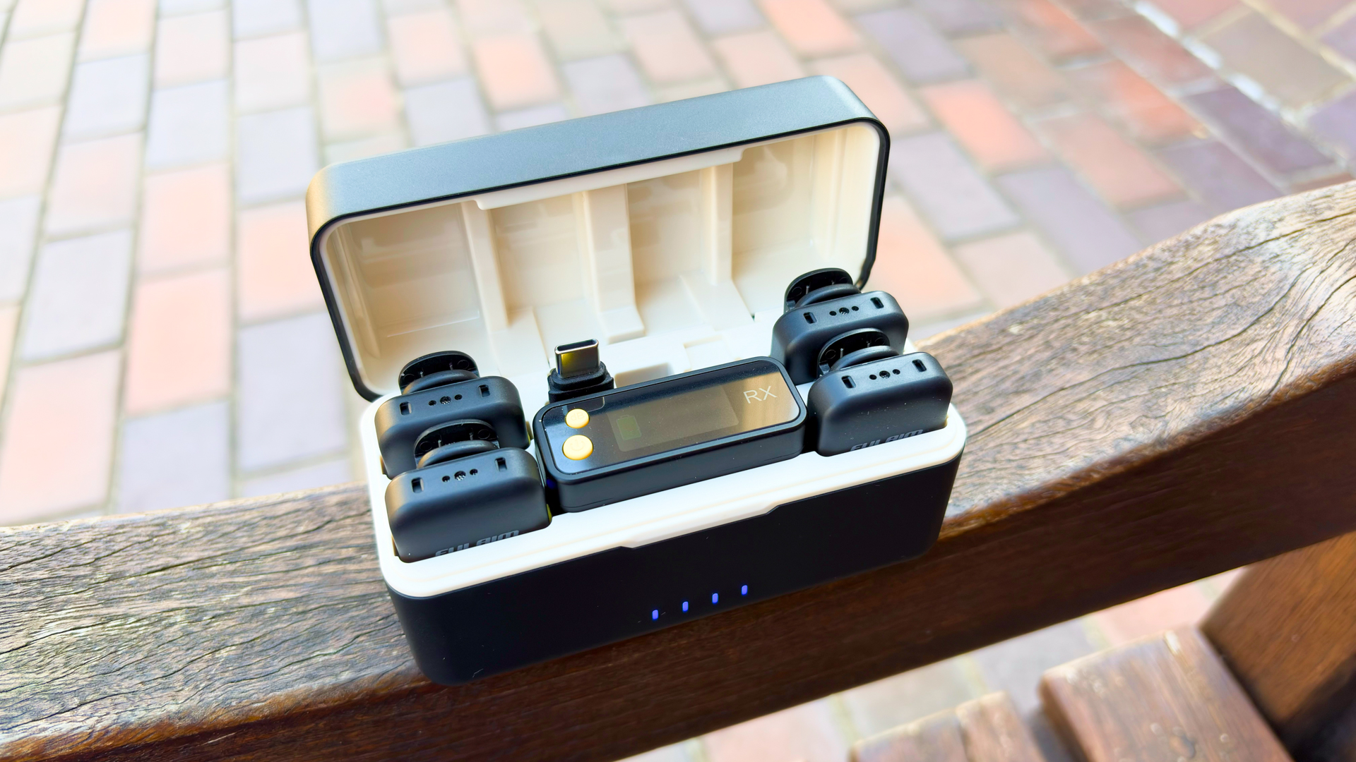 The carry case charges all four transmitter mics and the receiver simultaneously, so the entire kit is ready for your next shoot.