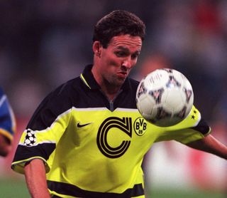 Paul Lambert in action for Borussia Dortmund in the 1997 Champions League final