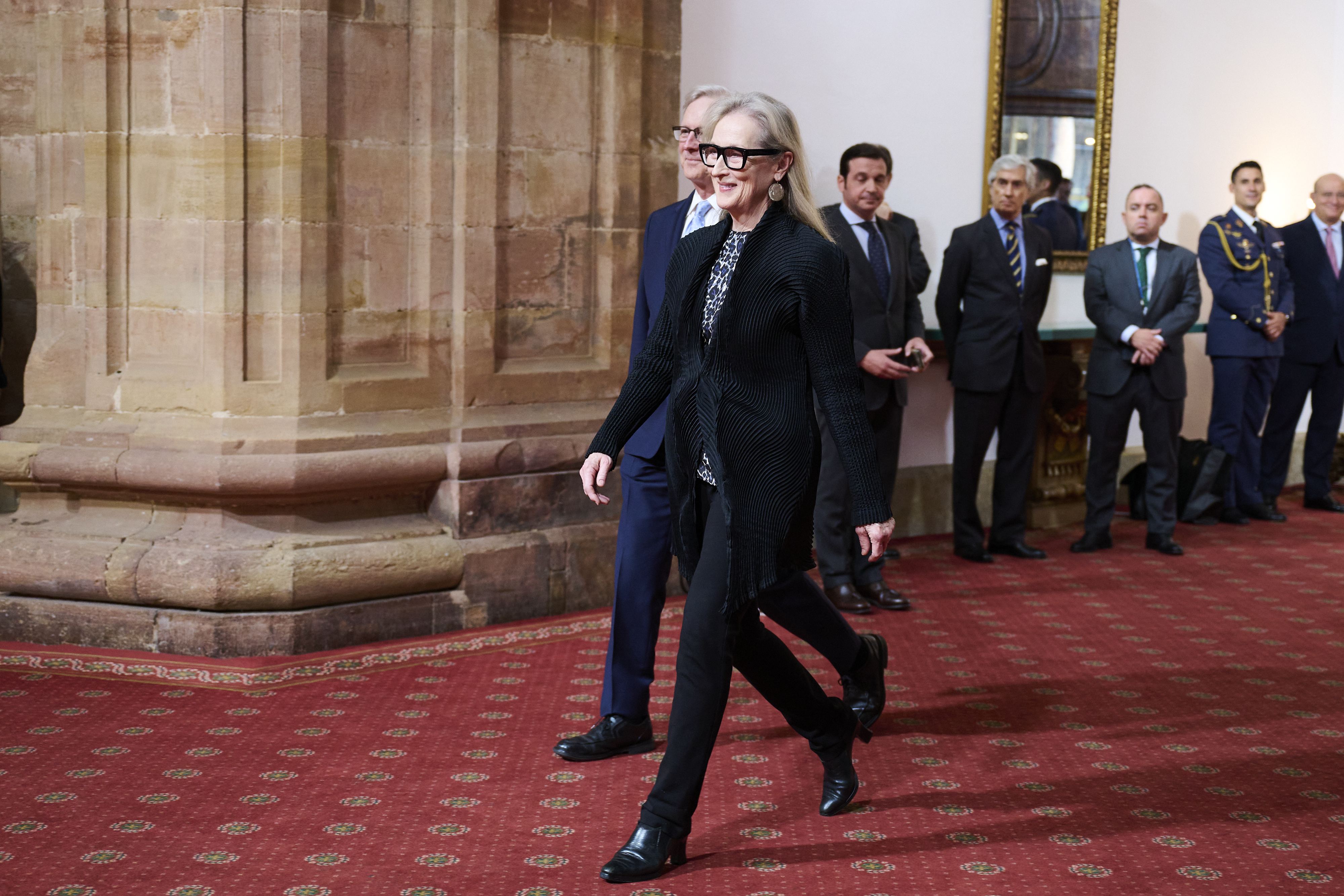 Meryl Streep cut a chic, classic figure in a black power suit