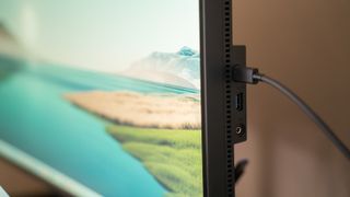 BenQ PD3220U ports on the side of the monitor