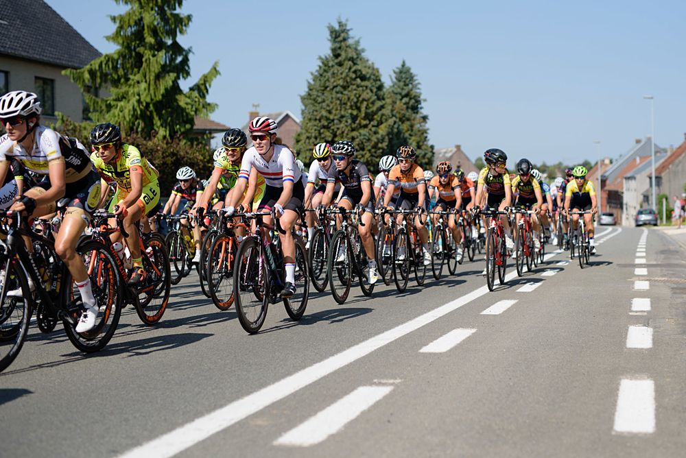 Hannah Barnes (CANYON//SRAM Racing) at the 108 km Stage 2 of the Lotto Belgium Tour