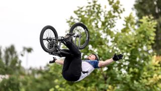 USA&#039;s Marcus Christopher in the Olympic BMX Freestyle qualifiers ahead of the 2024 Olympic games.