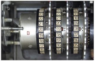 The three-cipher rotor of the enigma machine.