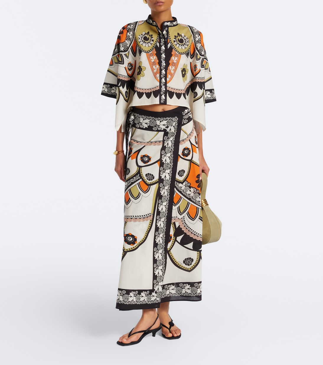 Sarong Printed Cotton Muslin Wrap Skirt in Multicoloured - La Double J