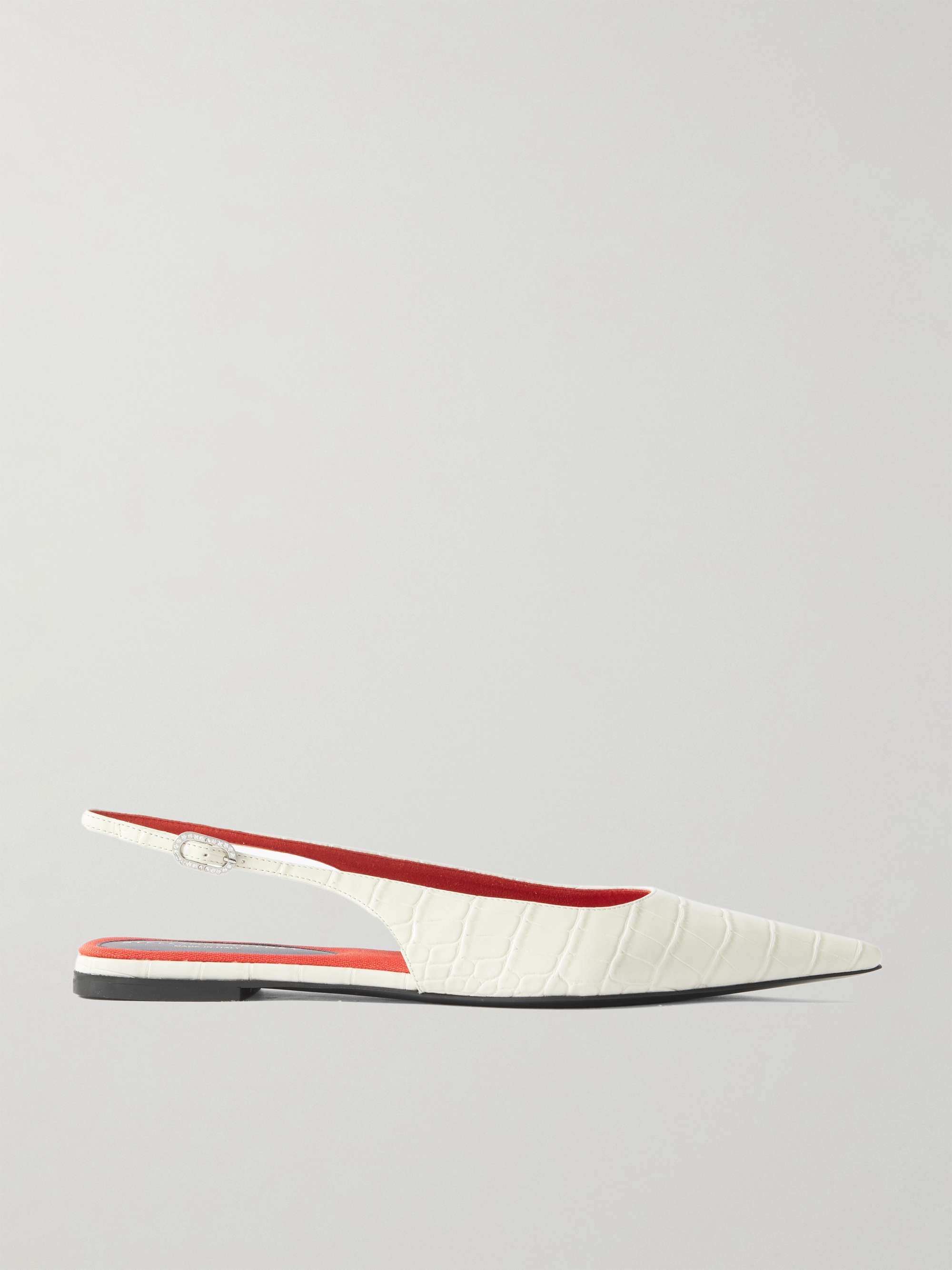 Elsa Recycled Croc-Effect Slingback Flats