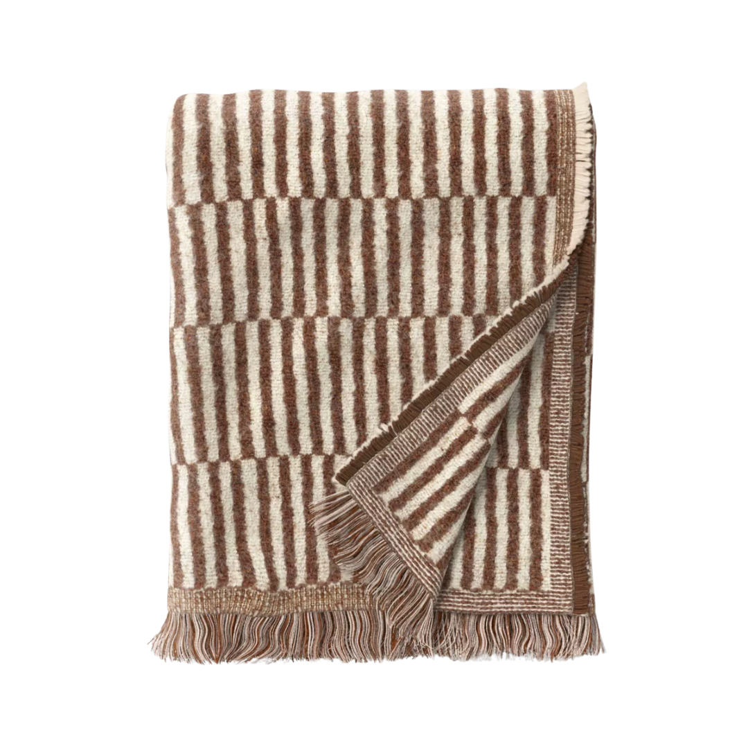50u0026#39;u0026#39;x60u0026#39;u0026#39; Oversized Woven Linework Throw Blanket Dark Camel/cream - Thresholdu0026#8482;