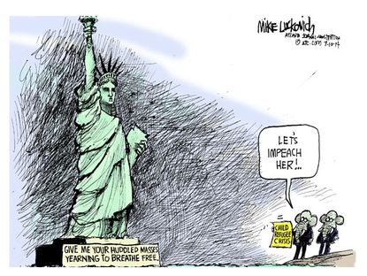 Political cartoon immigration child refugee